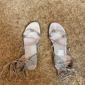 Elegant Gray Strappy Dance Sandals